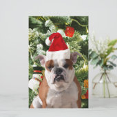 Santa Hat Bulldog Kerstboom Sneeuwman Gift Box Briefpapier (Staand voorkant)