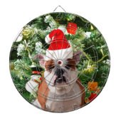 Santa Hat Bulldog Kerstboom Sneeuwman Gift Box Dartbord (Voorkant)
