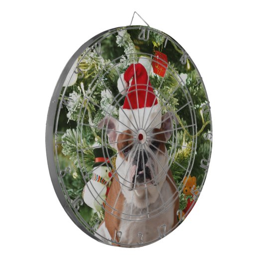 Santa Hat Bulldog Kerstboom Sneeuwman Gift Box Dartbord (Voorkant Links)