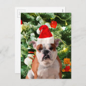 Santa Hat Bulldog Kerstboom Sneeuwman Gift Box Feestdagenkaart (Voorkant / Achterkant)