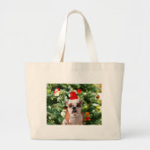 Santa Hat Bulldog Kerstboom Sneeuwman Gift Box Grote Tote Bag (Voorkant)