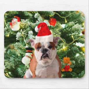 Santa Hat Bulldog Kerstboom Sneeuwman Gift Box Muismat