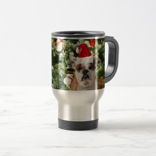 Santa Hat Bulldog Kerstboom Sneeuwman Gift Box Reisbeker (Voorkant rechts)