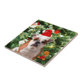 Santa Hat Bulldog Kerstboom Sneeuwman Gift Box Tegeltje (Zijkant)
