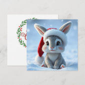Santa Hat Bunny Christmas Wenskaart Feestdagenkaart (Voorkant / Achterkant)