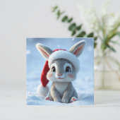 Santa Hat Bunny Christmas Wenskaart Feestdagenkaart (Staand voorkant)