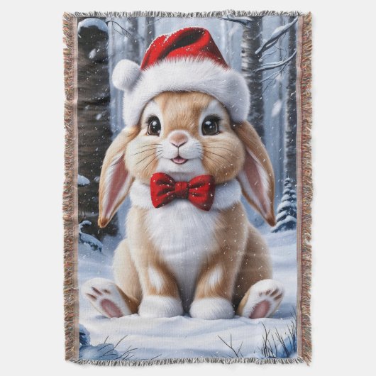 Santa Hat Bunny Gooi Deken (Voorkant Verticaal)