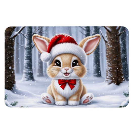 Santa Hat Bunny Magnet Magneet (Horizontaal)