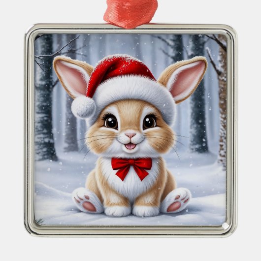 Santa Hat Bunny Ornament (Voorkant)