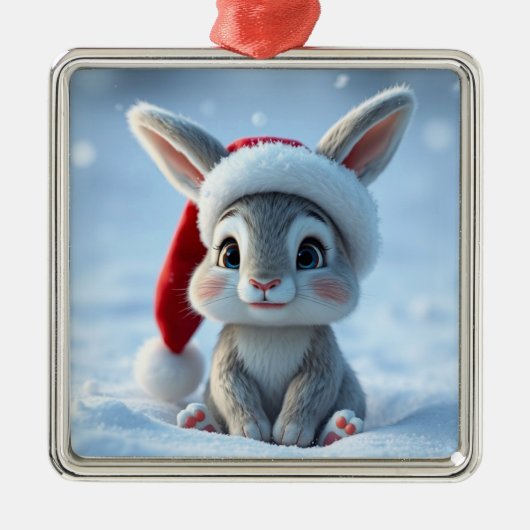 Santa Hat Bunny Ornament (Voorkant)