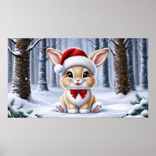 Santa Hat Bunny Poster (Voorkant)
