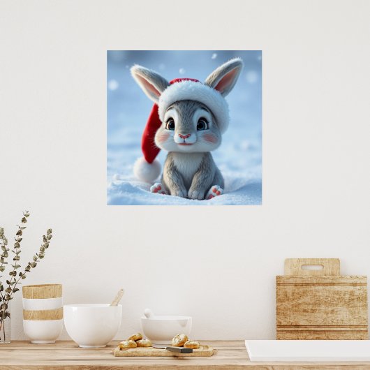 Santa Hat Bunny Poster (Keuken)