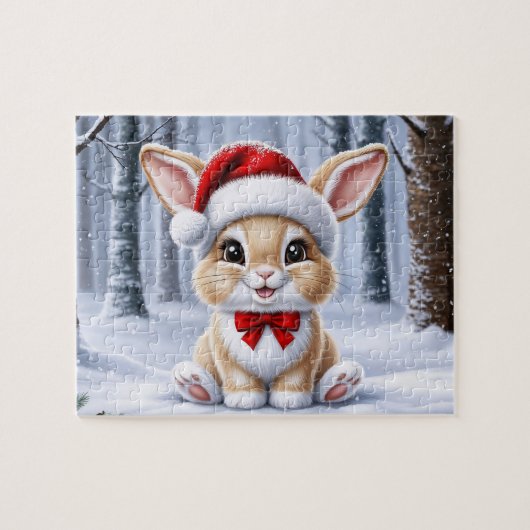Santa Hat Bunny Puzzel (Horizontaal)