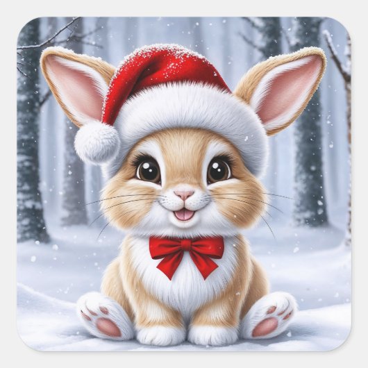 Santa Hat Bunny Stickers (Voorkant)