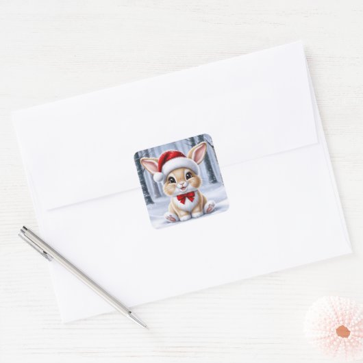 Santa Hat Bunny Stickers (Envelop)