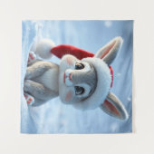 Santa Hat Bunny Tapestry Wandkleed (Voorkant (horizontaal))