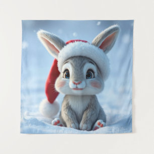 Santa Hat Bunny Tapestry Wandkleed