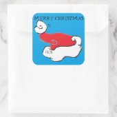 Santa Hat Cadeaulabel Vierkante Sticker (Tas)