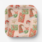 Santa Hat Cadeaus Baubles Holly Square Papieren Bordje (Voorkant)
