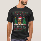 Santa Hat Cairn Terrier Hond Xmas Tree Lights Ugly T-shirt (Voorkant)