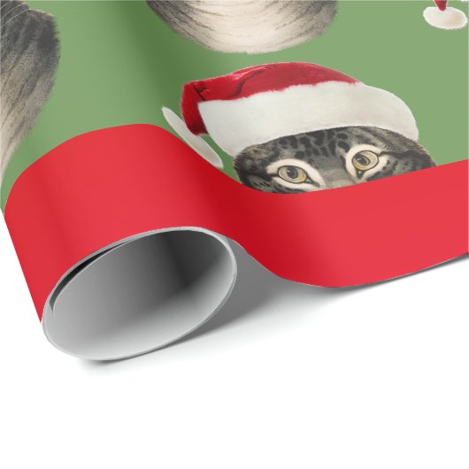  Santa Hat Cat Art Cadeaupapier (Rol Hoek)