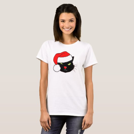 Santa Hat Cat T-shirt (Voorkant volledig)