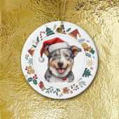 Santa Hat Cattle Dog Kerstmis Afbeeldingen krans Keramisch Ornament