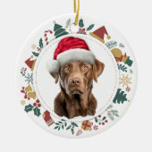 Santa Hat Chesapeake Bay Retriever Vakantiekrans Keramisch Ornament (Voorkant)
