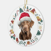 Santa Hat Chesapeake Bay Retriever Vakantiekrans Keramisch Ornament (Links)