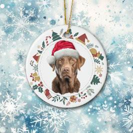 Santa Hat Chesapeake Bay Retriever Vakantiekrans Keramisch Ornament