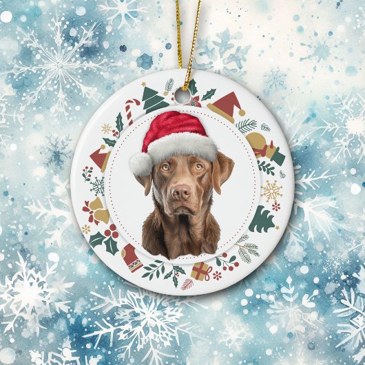 Santa Hat Chesapeake Bay Retriever Vakantiekrans Keramisch Ornament