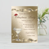 Santa Hat Chic Wine Glass Company Christmas Kaart (Staand voorkant)