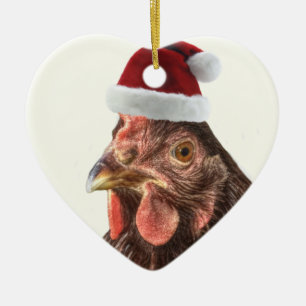 Santa Hat Chicken Keramisch Ornament
