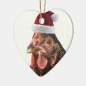 Santa Hat Chicken Keramisch Ornament (Links)