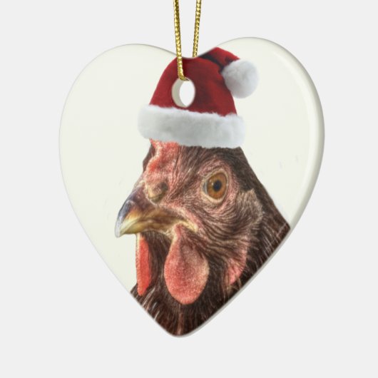 Santa Hat Chicken Keramisch Ornament (Links)