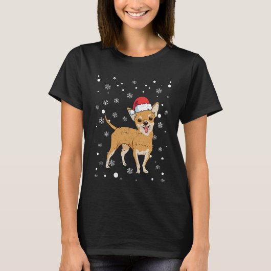 Santa hat Chihuahua Chiwawa hond T-shirt (Voorkant)