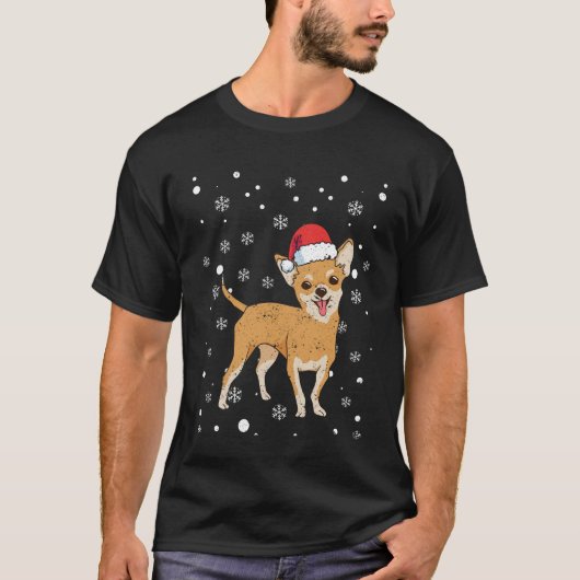 Santa hat Chihuahua Chiwawa hond T-shirt (Voorkant)