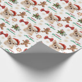 Santa Hat Chihuahua Dog Christmas Cadeaupapier (Hoek)