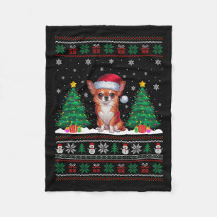 Santa Hat Chihuahua Hond Kerstboom Lichten Lelijk Fleece Deken