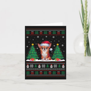 Santa Hat Chihuahua Hond Kerstboom Lichten Lelijk Kaart