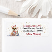 Santa Hat Chihuahua Hond Kerstmis Etiket (Insitu)