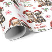 Santa Hat Chihuahua Puppies Kerst Cadeaupapier (Rol Hoek)