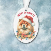 Santa Hat Chow Hond in Vakantie Licht String Ornament