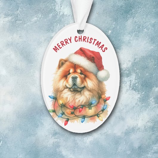 Santa Hat Chow Hond in Vakantie Licht String Ornament