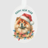 Santa Hat Chow Hond in Vakantie Licht String Ornament (achterkant)