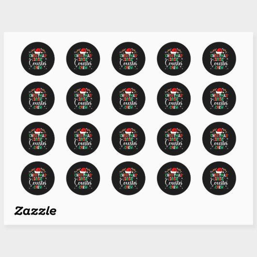 Santa Hat Christmas 2025 Cousin Crew Xmas Matching Ronde Sticker (Vel)