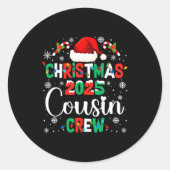 Santa Hat Christmas 2025 Cousin Crew Xmas Matching Ronde Sticker (Voorkant)