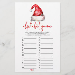 Santa Hat Christmas Alphabet Baby shower spel Briefpapier