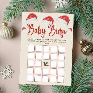Santa Hat Christmas Baby Bingo Baby shower Spel Kaart