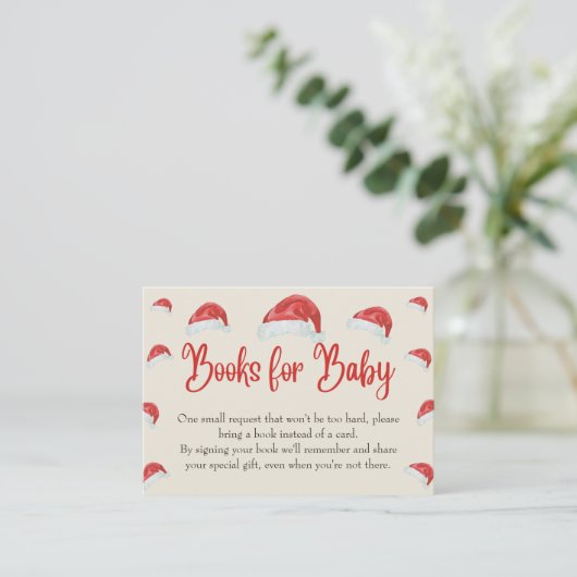 Santa Hat Christmas Baby shower boeken voor Baby Informatiekaartje (Staand voorkant)